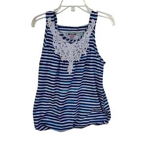 Epic Threads Girls‎ Size 6 Blue Striped Tank Top w/ Appliqué